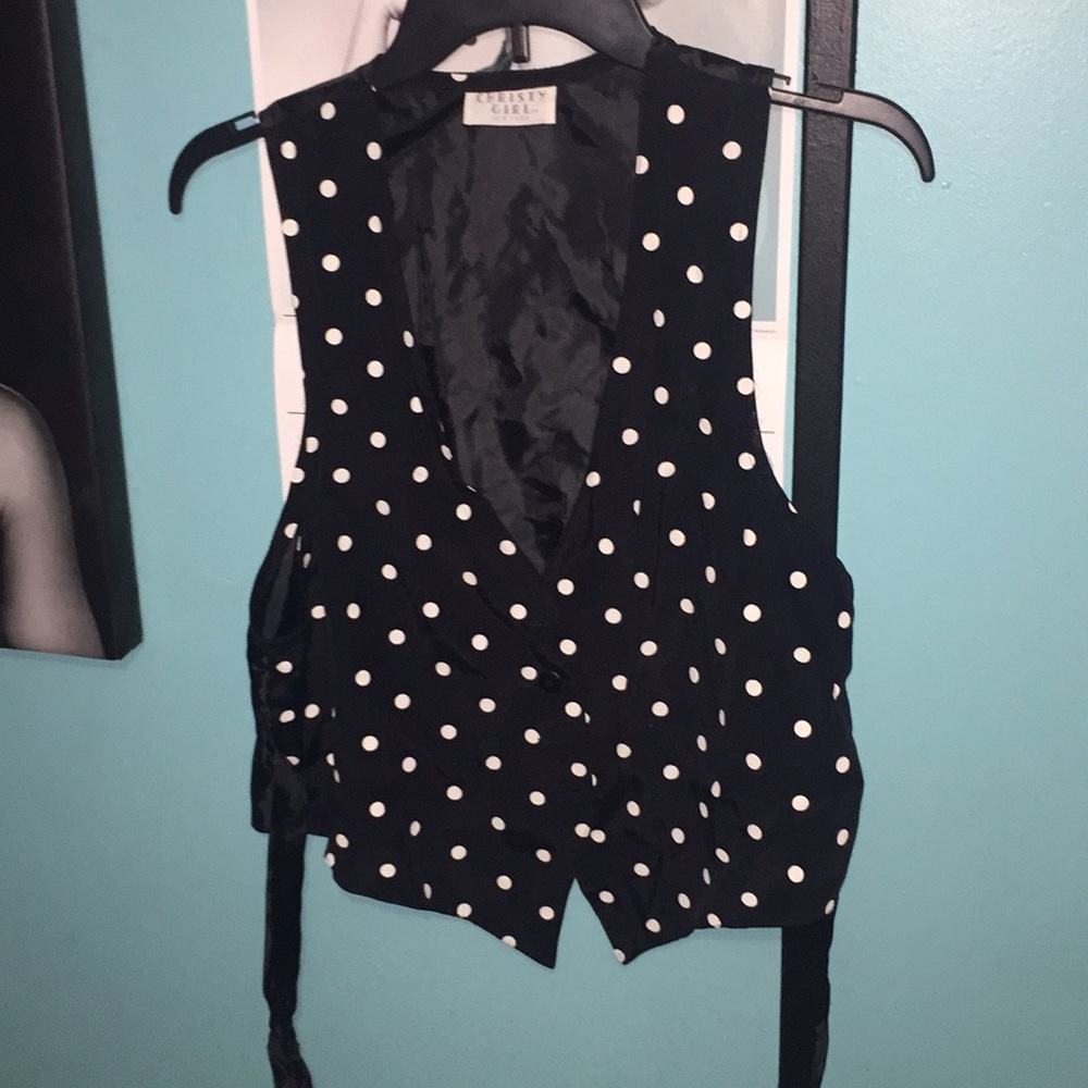 Black and white polka dot tank cover up